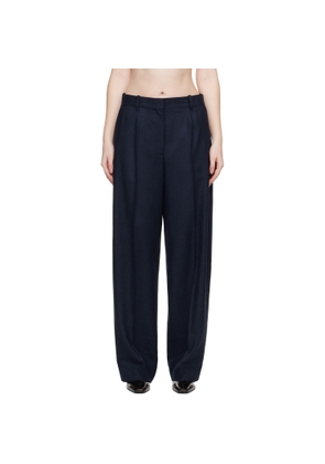 TOTEME Navy Wide Flannel Trousers
