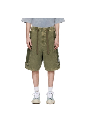 Maison MIHARA YASUHIRO Khaki Cotton Satin Cargo Shorts