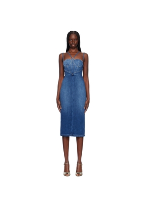 Nensi Dojaka Blue Gaelle Corset Denim Midi Dress