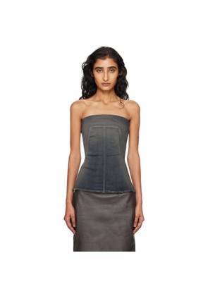 Rick Owens Gray Concordians Bustier Denim Top