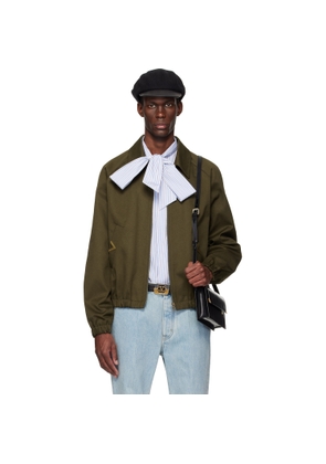 Valentino Khaki Cotton Gabardine Bomber Jacket