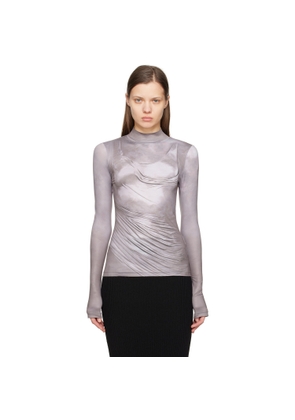 BALMAIN Gray Draped Print Trompe L'oeil T-shirt