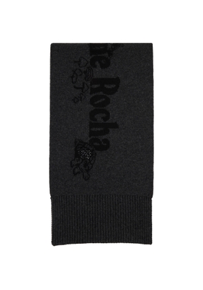 Simone Rocha Black & Gray Long Graphic Logo Knit Scarf