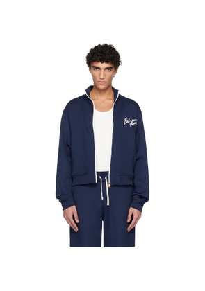 BALMAIN Navy Printed Signature Track Jacket