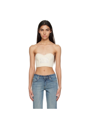 GANNI Off-White Sparkle Denim Tank Top