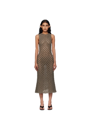 ALAÏA Taupe Hand Knotted Midi Dress