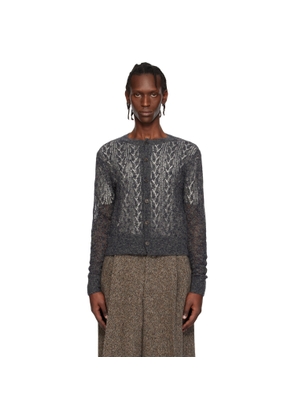 Dries Van Noten Gray Open-Knit Cardigan