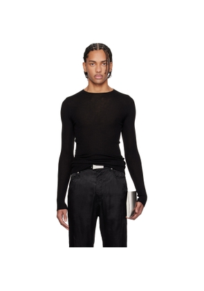 Rick Owens Black Temple Ribbed Round Neck Sweater