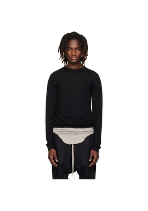 Rick Owens Black Temple Rasato Knit Cropped Biker Sweater