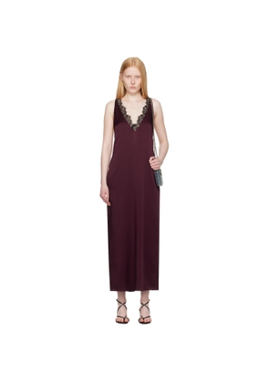 Stella McCartney Burgundy Satin Slip Maxi Dress