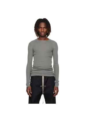 Rick Owens Gray Temple Ribbed Round Neck Sweater