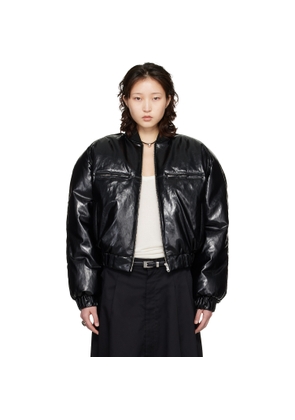 LU'U DAN Black Riot Faux-Leather Bomber Jacket