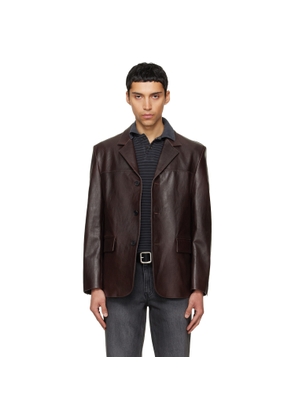 TONYWACK Brown Vegetable Lamb Leather Blazer