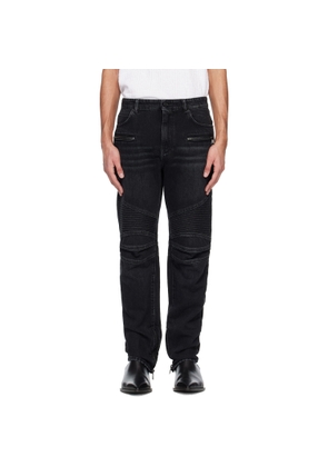 BALMAIN Black Vintage Denim Biker Jeans