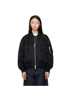 sacai Black Nylon Twill Bomber Jacket