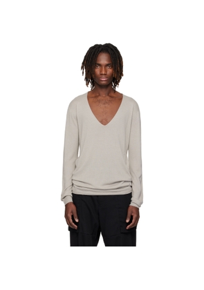 Rick Owens Off-White Temple Oversize Extreme V Neck Sweater