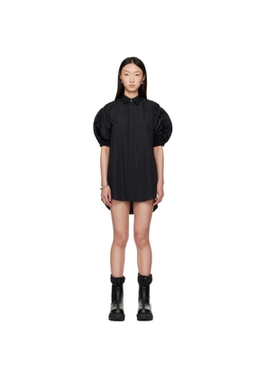 sacai Black Cotton Poplin & Nylon Twill Minidress