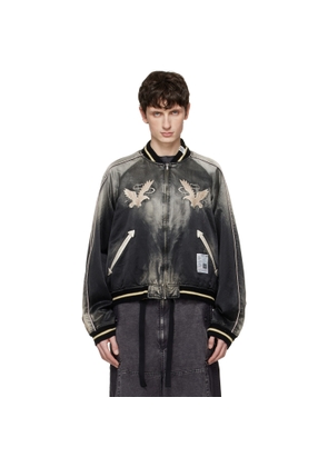 Maison MIHARA YASUHIRO Black Sun Faded Like Souvenir Bomber Jacket