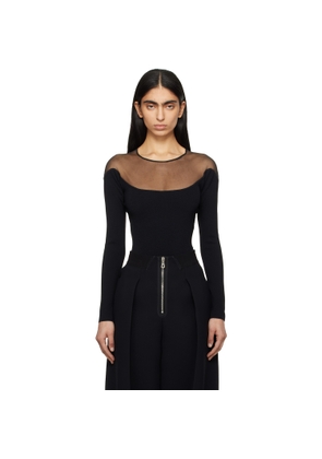Mugler Black Illusion Knit Bodysuit