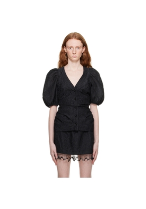 GANNI Black Floral Blouse