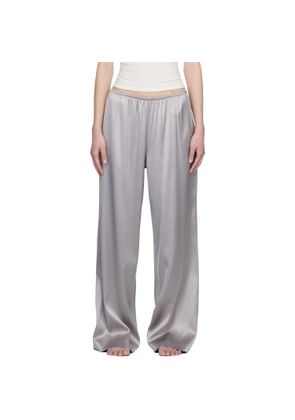 SKIMS Gray Heavyweight Satin Wide Leg Lounge Pants