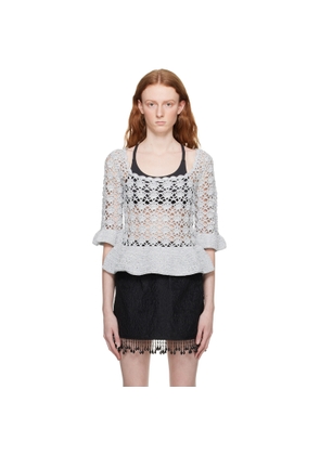 GANNI Silver Peplum Blouse