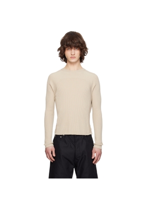 Rick Owens Beige Temple Ribbed Geo Sweater