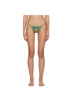 GANNI Green Check Bikini Bottoms