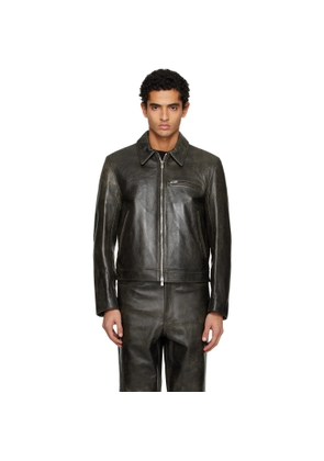 TONYWACK Black Zip Leather Jacket