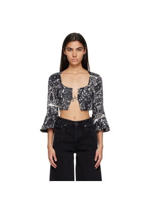 GANNI Black Crinkled Blouse
