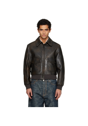 TONYWACK Brown Aviator Goat Leather Jacket