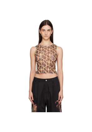Collina Strada Beige & Black Leopard Peony Dachi Cardio Top