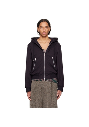Dries Van Noten Navy Loose Zipped Hoodie