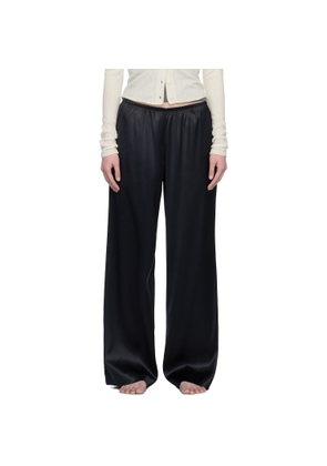 SKIMS Black Heavyweight Satin Wide Leg Lounge Pants