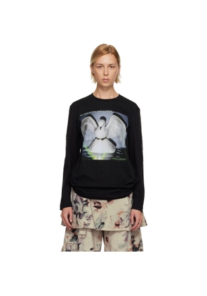 Collina Strada Black '52 Canal' L/S Rhinestone Graphic T-shirt