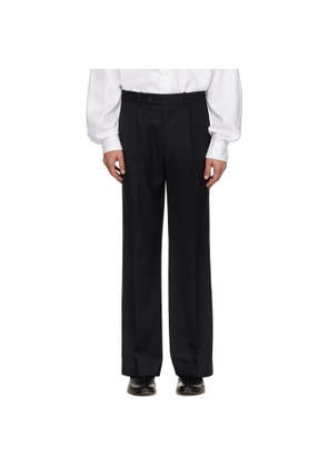 TONYWACK Black Wool Twill Wide-Leg Trousers