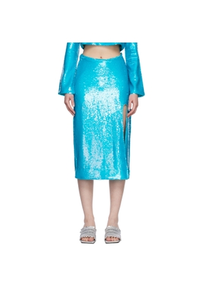 GANNI Blue Sequins Midi Skirt