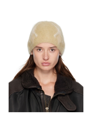 COOR Beige Hairy Mixed Argyle Beanie