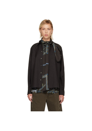 sacai Brown Suiting & Paisley Print Shirt