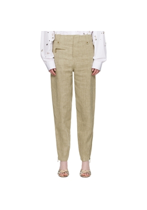 Burberry Khaki Linen Tailored Trousers