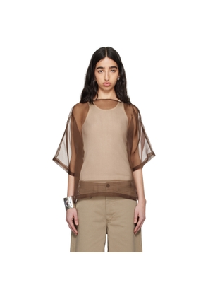 Meta Campania Collective Brown Nat See-Through Silk T-shirt