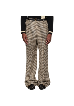 Valentino Beige Houndstooth Wool Trousers