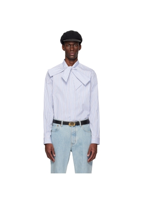 Valentino Blue & White VLogo Signature Classic Stripe Shirt