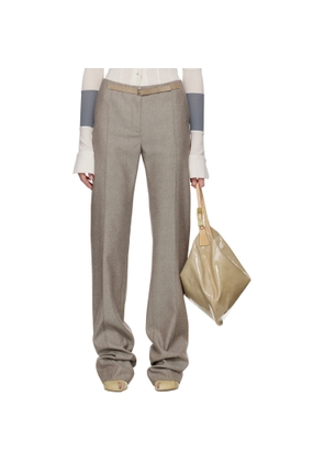 Tory Burch Taupe High Waisted Wool Trousers