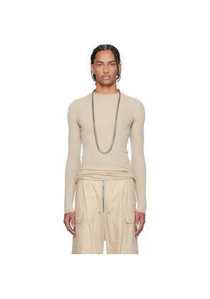 Rick Owens Off-White Temple Ribbed Round Neck Sweater