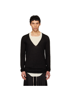 Rick Owens Black Temple Oversized Extreme V-Neck Sweater