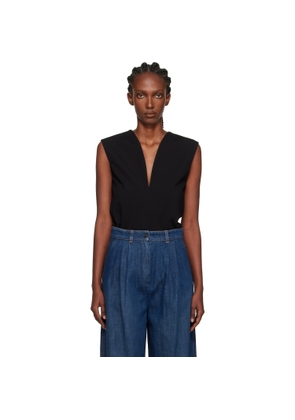 Lanvin Black Jersey Plunging Neckline Top