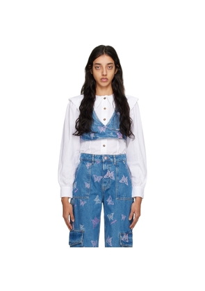 GANNI Blue Embroidered Tank Top