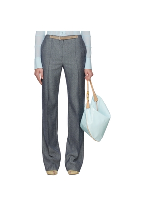 Tory Burch Gray High Waisted Wool Trousers