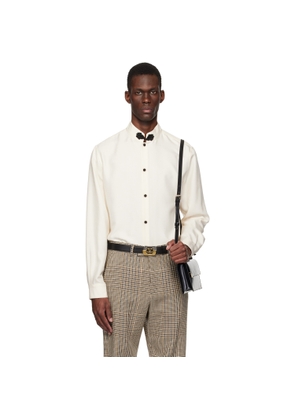 Valentino Off-White Silk Shantung Toggle Shirt